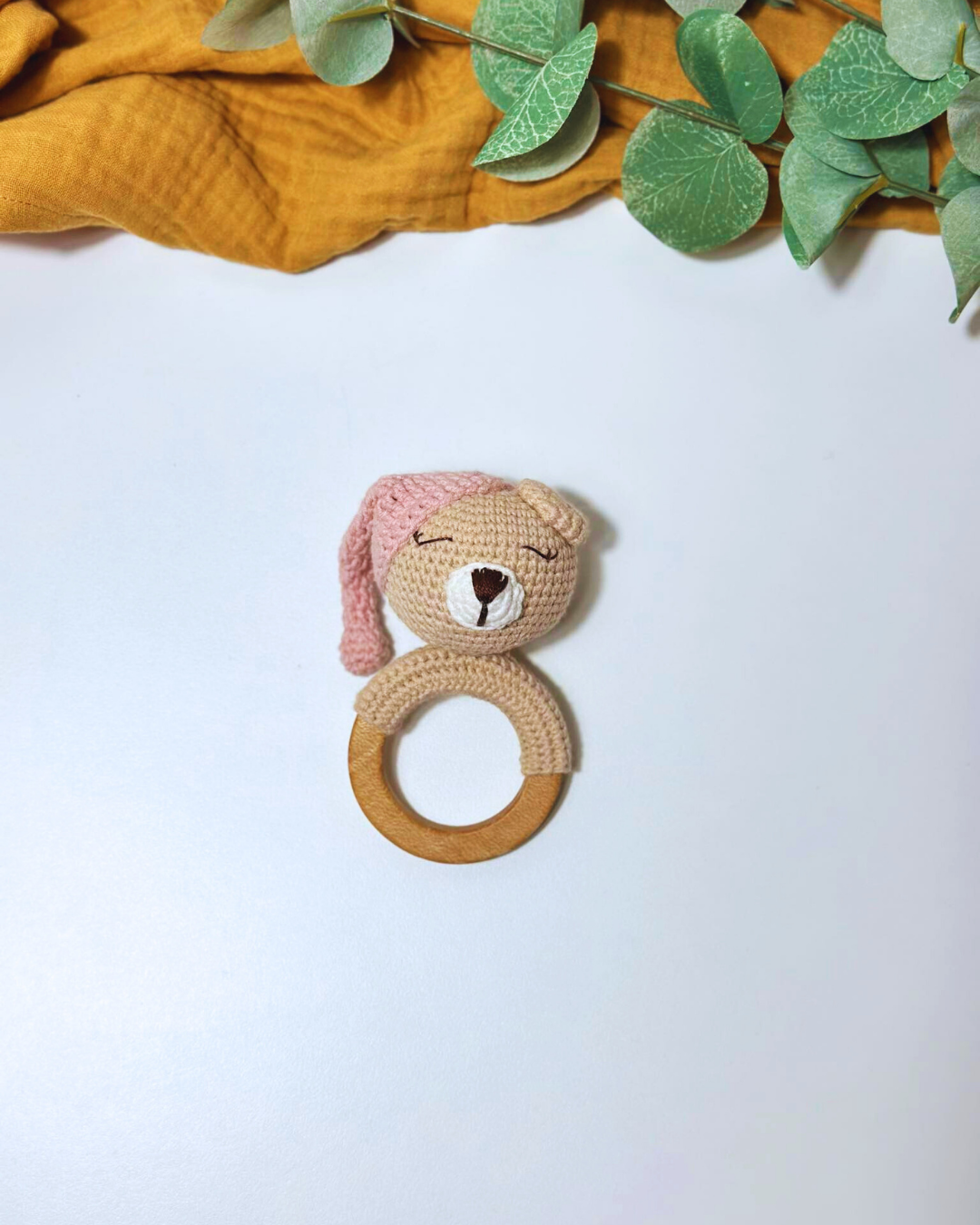 Amigurumi Sleeping Bear Rattle - Adiko Kids